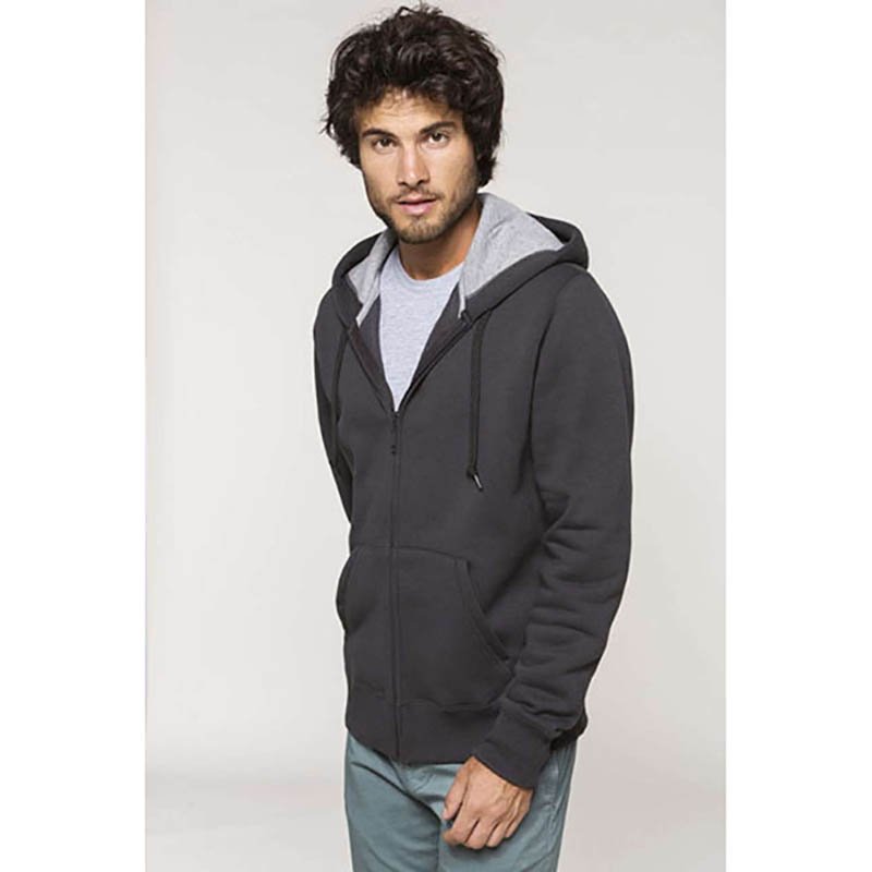 Unisex mikina (KARIBAN ZIP HOODED SWEATSHIRT) > šedá (dark) > S