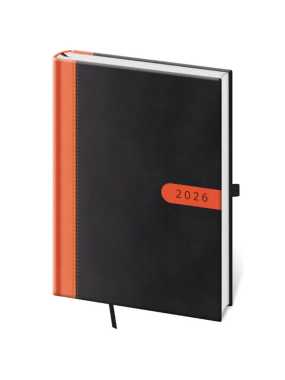 Diár (Bora 2026) - 14,5 x 20,5 cm > čierna / oranžová > denný A5