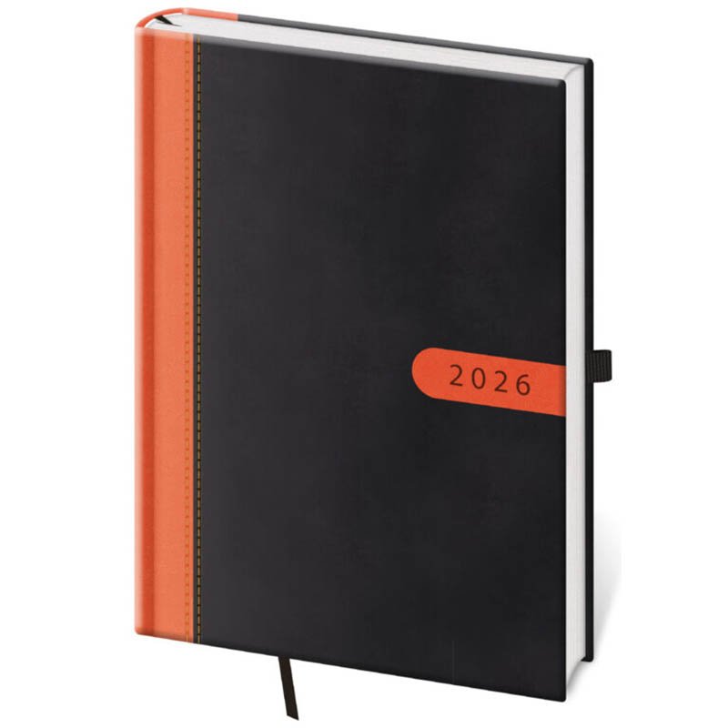 Diár (Bora 2026) - 14,5 x 20,5 cm > čierna / oranžová > denný A5