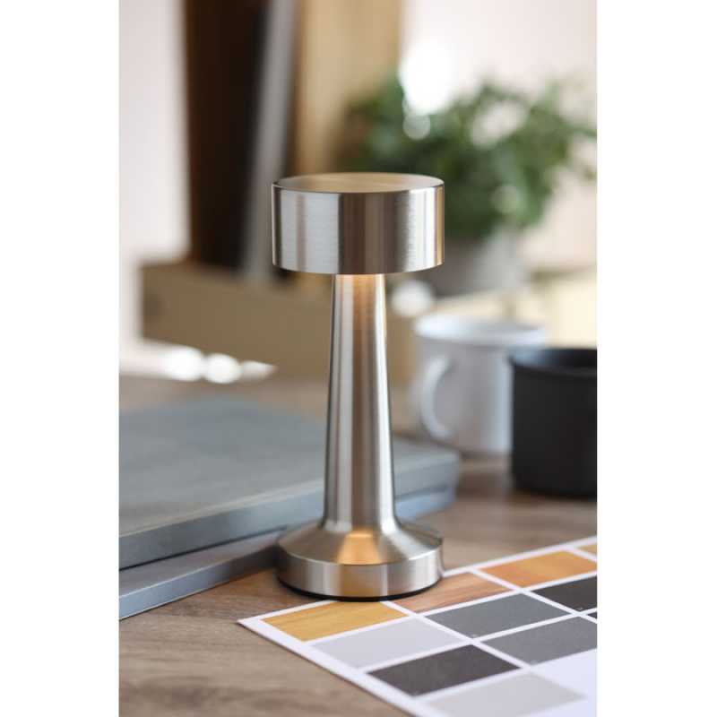 Nabíjateľná kovová stolová lampa > strieborná (matná)