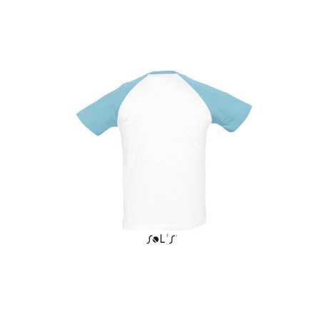 Pánske tričko (SOLS MEN SLEEVES T-SHIRT) > biela / modrá (atoll) > L