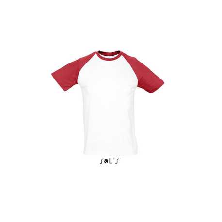 Pánske tričko (SOLS MEN SLEEVES T-SHIRT) > biela / červená > M