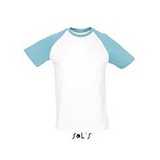 Pánske tričko (SOLS MEN SLEEVES T-SHIRT) > biela / modrá (atoll) > L
