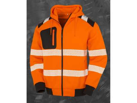 Reflexná bunda(RESULT Genuine Safe-Guard Robust Sweat Hoody)>oranžová/čierna>S