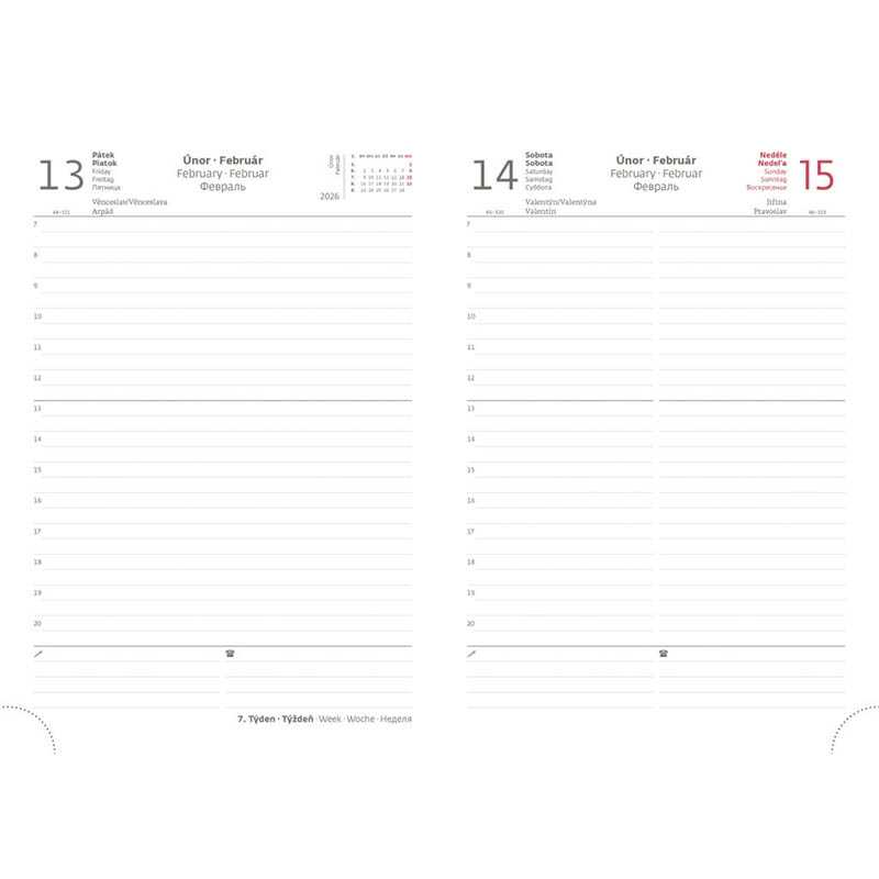 Diár (Line 2026) - 14,5 x 20,5 cm > modrá > denný A5