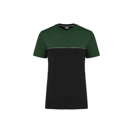Unisex tričko(UNISEX ECO-FRIENDLY SHORT SLEEVE TWO-TONE T-SHIRT)>čierna/zelená(forest)>XS