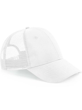 6 panelová-unisex šiltovka (Beechfield Recycled Urbanwear 6 Panel Snapback Trucker)>biela