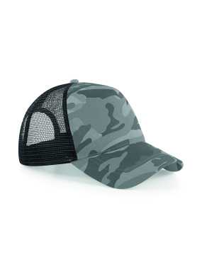 5 panelová unisex šiltovka (Beechfield Camo Snapback Trucker) > maskáčová (arctic)