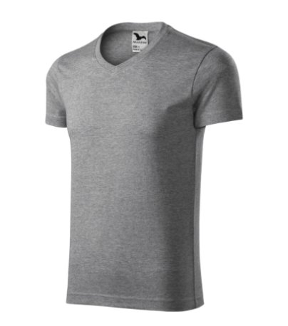 Pánske tričko (MALFINI Slim Fit V-neck) > sivá (tmavý melír) > 2XL