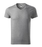 Pánske tričko (MALFINI Slim Fit V-neck) > sivá (tmavý melír) > 2XL