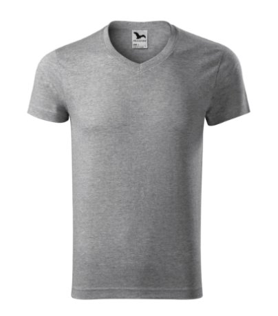 Pánske tričko (MALFINI Slim Fit V-neck) > sivá (tmavý melír) > 2XL