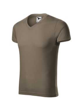 Pánske tričko (MALFINI Slim Fit V-neck) > zelená (army) > 3XL