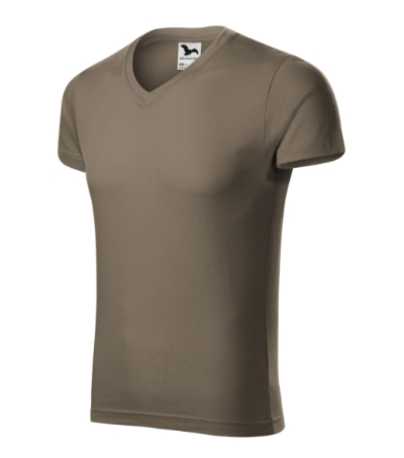 Pánske tričko (MALFINI Slim Fit V-neck) > zelená (army) > 3XL