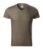Pánske tričko (MALFINI Slim Fit V-neck) > zelená (army) > 3XL