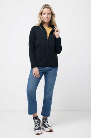 Micro fleece bunda na zips Iqoniq Talung z rec. polyesteru > čierna > 4XL