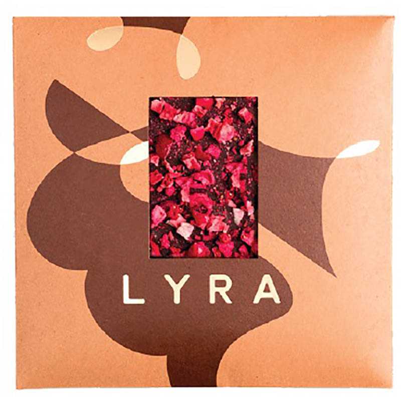 Horká čokoláda s posypom jahoda a brusnica. 16x16 cm, 80 g