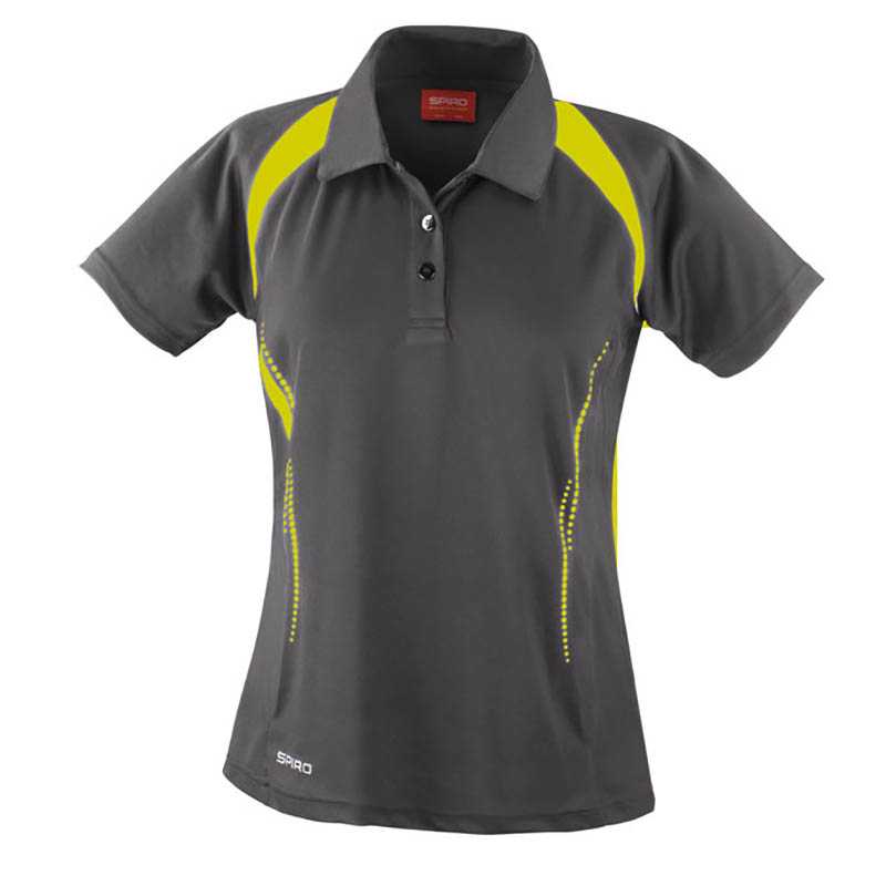 Dámska polokošeľa (SPIRO LADIES TEAM SPIRIT POLO SHIRT) > šedá / žltá (lime) > S