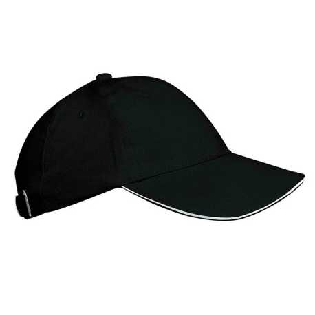 Detská 6 panelová šiltovka (KARIBAN ORLANDO KIDS CHILDREN CAP) > čierna / biela