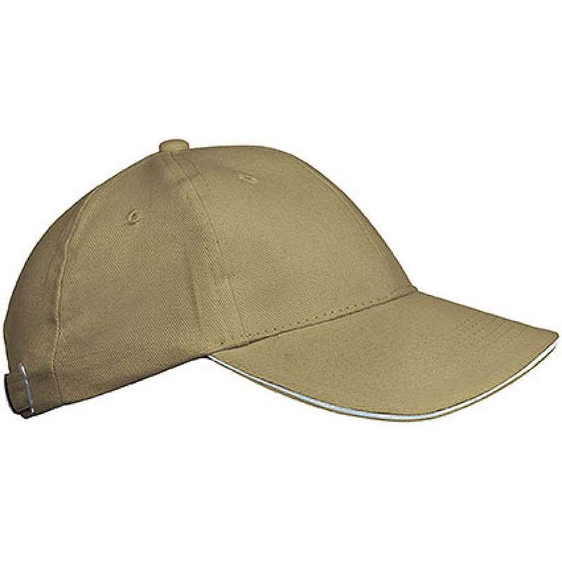 Detská 6 panelová šiltovka (KARIBAN ORLANDO KIDS CHILDREN CAP) > béžová / biela