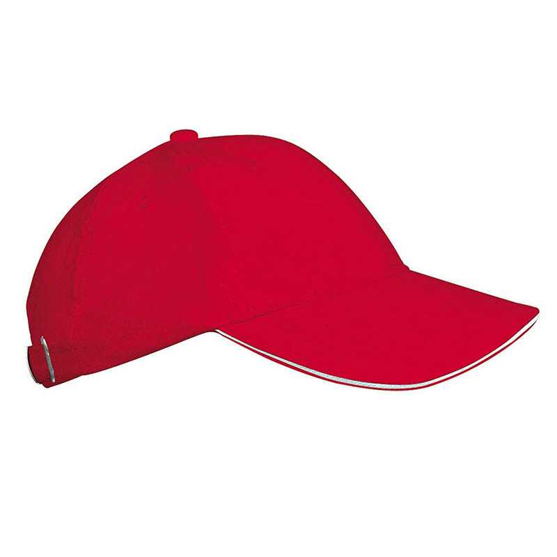 Detská 6 panelová šiltovka (KARIBAN ORLANDO KIDS CHILDREN CAP) > červená / biela