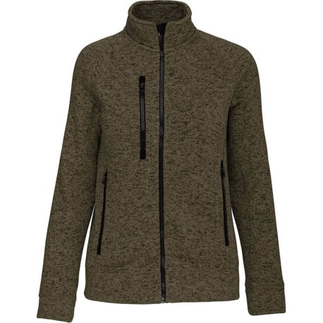 Dámska mikina (Kariban"LADIES' FULL ZIP HEATHER JACKET")>hnedá (dark khaki melange)>XL