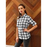 Dámska košeľa(PREMIER "GINMILL" CHECK -LADIES COTTON LONG SLEEVE SHIRT)>čierna / biela>2XL