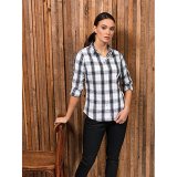 Dámska košeľa(PREMIER "GINMILL" CHECK -LADIES COTTON LONG SLEEVE SHIRT)>čierna / biela>2XL