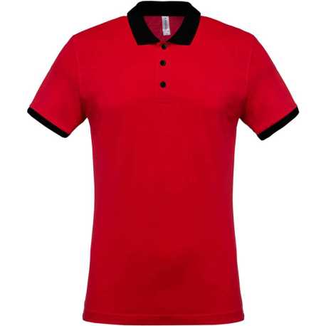 Pánska polokošeľa (Kariban"MEN'S TWO-TONE PIQUÉ POLO SHIRT")>červená / čierna>XL