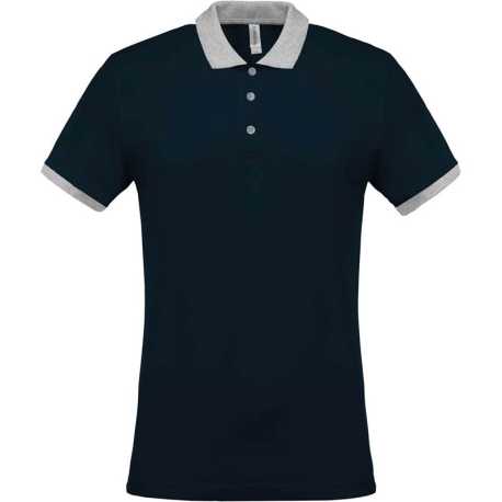 Pánska polokošeľa(Kariban"MEN'S TWO-TONE PIQUÉ POLO SHIRT")>modrá(navy) / šedá(oxford)>XL