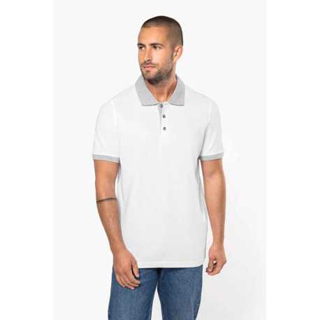Pánska polokošeľa(Kariban"MEN'S TWO-TONE PIQUÉ POLO SHIRT")>modrá(navy) / šedá(oxford)>XL