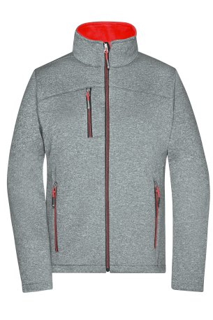 Dámska bunda (DAIBER Ladies Softshell Jacket) > šedá (dark melange) / červená > XS