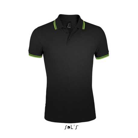 Pánska polokošeľa (SOLS MEN POLO SHIRT) > čierna / zelená (lime) > M