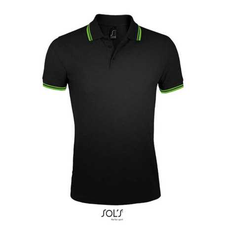 Pánska polokošeľa (SOLS MEN POLO SHIRT) > čierna / zelená (lime) > M