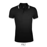 Pánska polokošeľa (SOLS MEN POLO SHIRT) > čierna / biela > 2XL