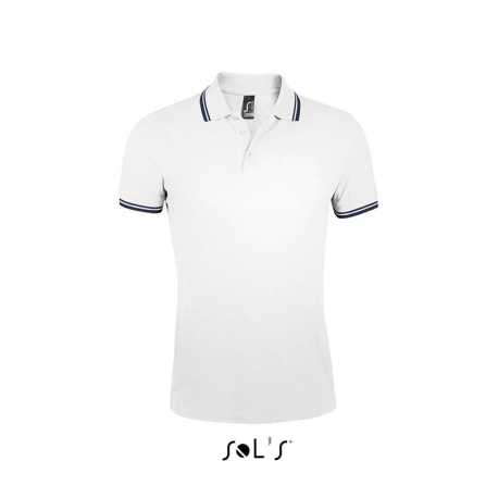 Pánska polokošeľa (SOLS MEN POLO SHIRT) > biela / modrá (navy) > M
