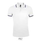 Pánska polokošeľa (SOLS MEN POLO SHIRT) > biela / modrá (navy) > M
