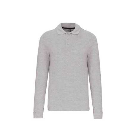 Pánska polokošeľa (Kariban Mens Long Sleeve Pique Polo Shirt )>šedá (oxford)>2XL