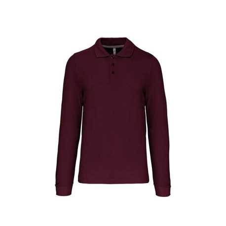 Pánska polokošeľa (Kariban Mens Long Sleeve Pique Polo Shirt ) > červená (wine) > S