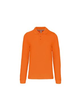 Pánska polokošeľa (Kariban Mens Long Sleeve Pique Polo Shirt ) > oranžová > S