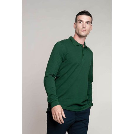 Pánska polokošeľa (Kariban Mens Long Sleeve Pique Polo Shirt )>zelená (forest)>2XL