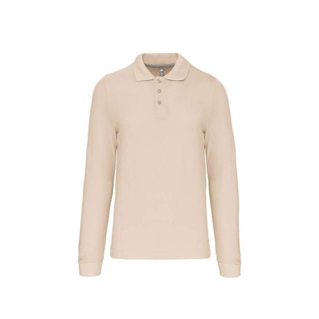Pánska polokošeľa (Kariban Mens Long Sleeve Pique Polo Shirt )>hnedá (light sand)>2XL