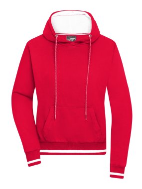 Dámska mikina(JN Ladies Club Hoody) > červená / biela > 2XL