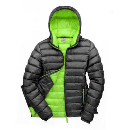 Dámska bunda (RESULT Womens Snow Bird Hooded Jacket) > čierna / zelená (lime) > S