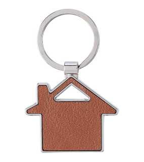 Kľúčenka z recyklovanej kože - domček > hnedá