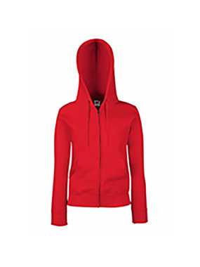 Dámska mikina (FRUIT OF THE LOOM Lady-Fit Hooded Sweat Jacket) > červená > XL
