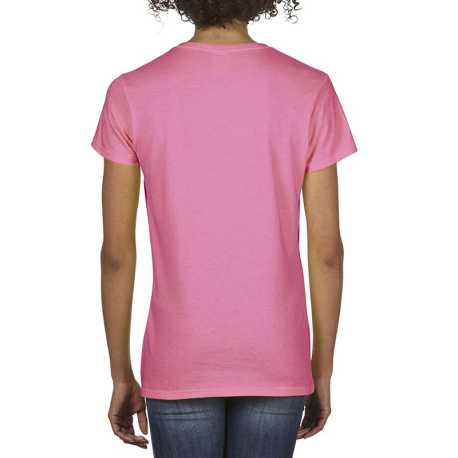 Dámske tričko (GILDAN PREMIUM COTTON LADIES V-NECK T-SHIRT) > ružová (azalea) > M
