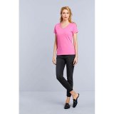 Dámske tričko (GILDAN PREMIUM COTTON LADIES V-NECK T-SHIRT) > ružová (azalea) > M