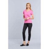 Dámske tričko (GILDAN PREMIUM COTTON LADIES V-NECK T-SHIRT) > ružová (azalea) > M