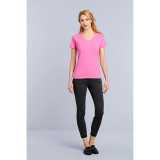 Dámske tričko (GILDAN PREMIUM COTTON LADIES V-NECK T-SHIRT) > ružová (azalea) > M