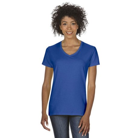 Dámske tričko (GILDAN PREMIUM COTTON LADIES V-NECK T-SHIRT) > modrá (royal) > XL